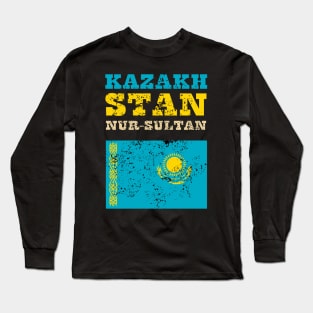 Flag of Kazakhstan Long Sleeve T-Shirt